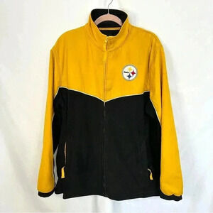 Pittsburgh Steelers Windbreaker Zip Up Fleece Lining Mens‎ Size Large Two Tone